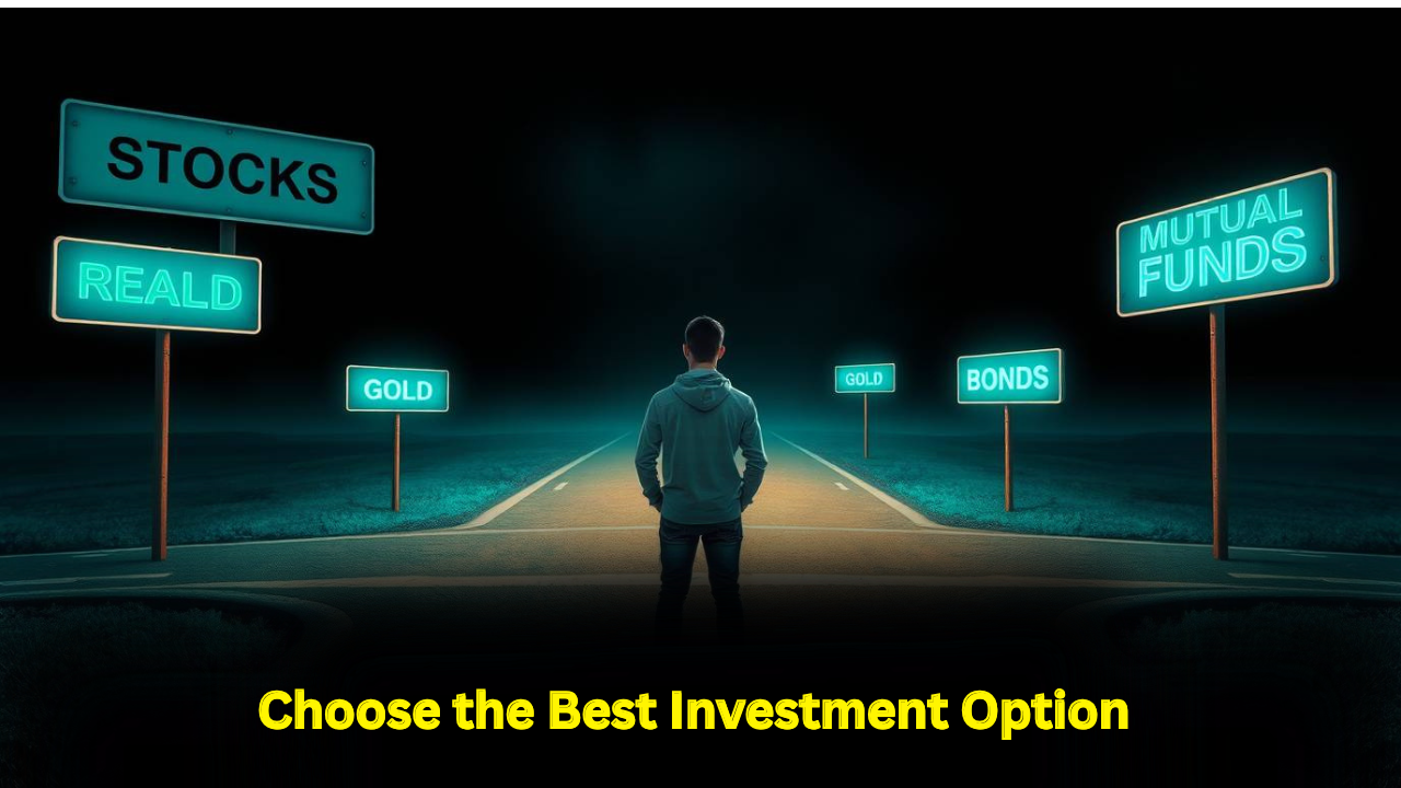 Choose the best investment options, stocks, gold, Mutual funds, bonds, realestate etc.