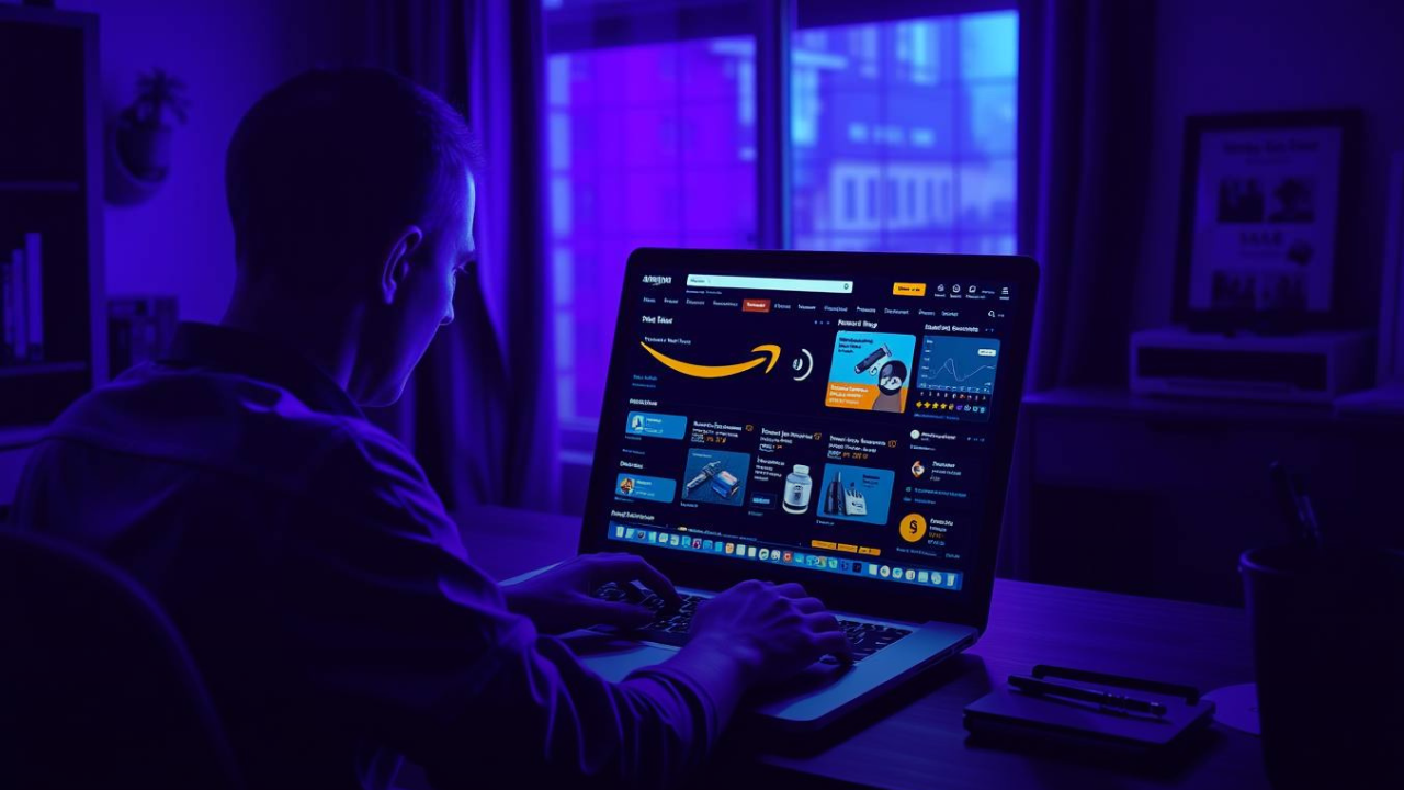 “E-commerce Store Manager updating product listings and orders from home”