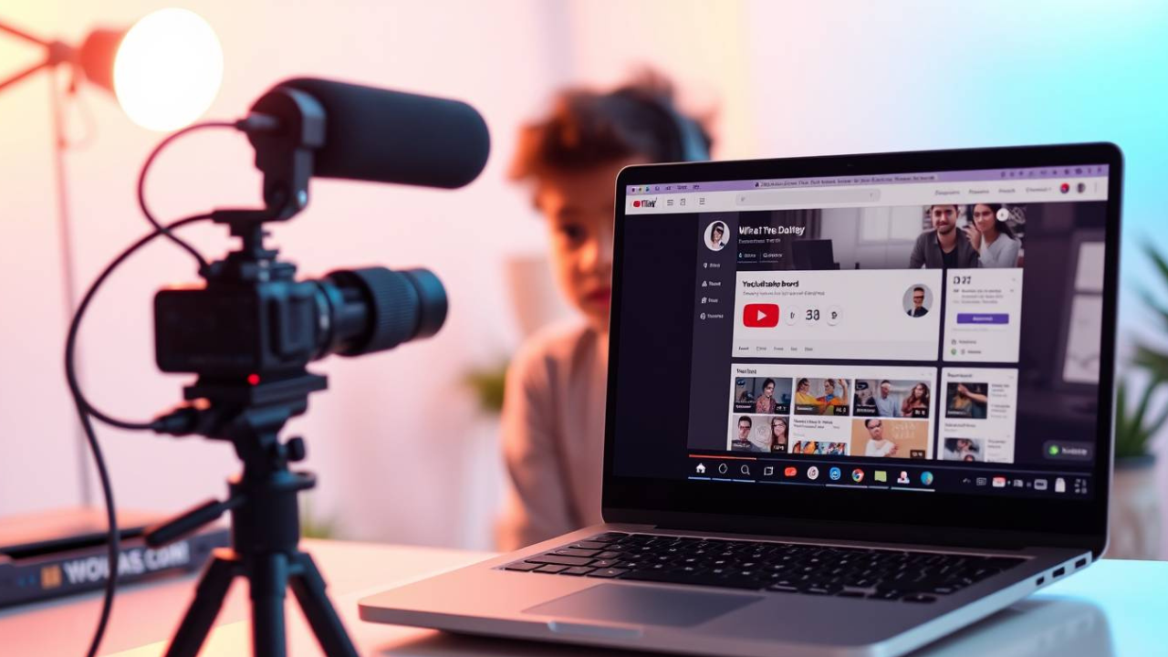 YouTube creator filming content at home — online money-making through video creation.