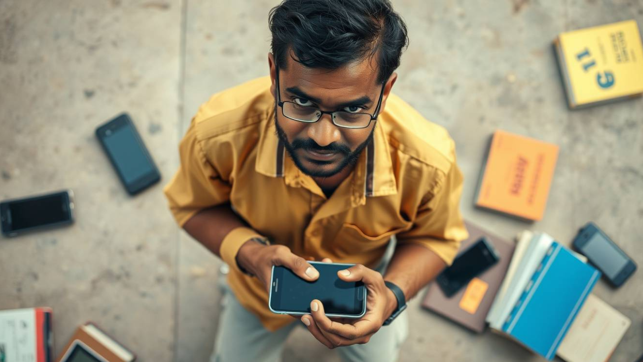 घर के पुराने सामान को ऑनलाइन बेचता हुआ व्यक्ति "मोबाइल से पैसे कमाएँ"