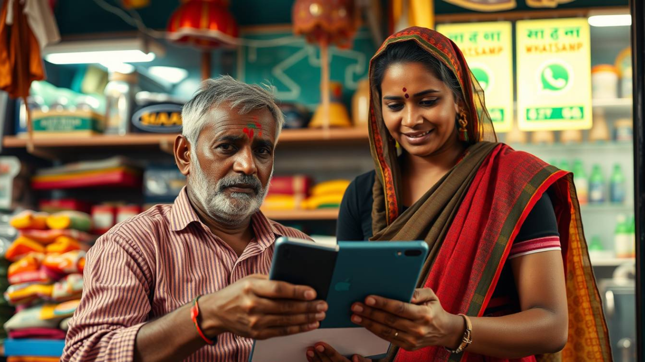 स्थानीय दुकान का ऑनलाइन काम संभालता हुआ युवक