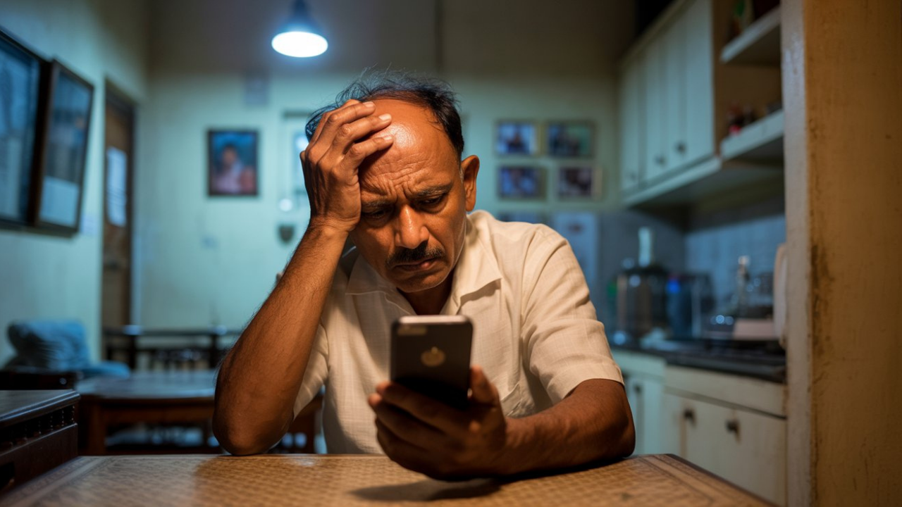 financial planning kyu jaroori hai image showing stressed middle class man worried about money and future expenses