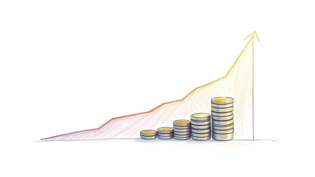 long term investment growth graph showing compounding effect over time