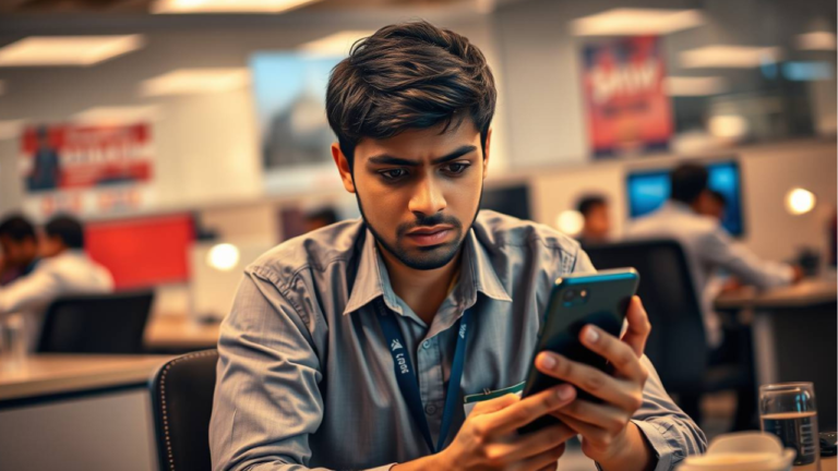 low bank balance on phone and thinking how to start saving in low salary