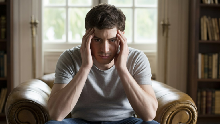 man stressed and overthinking showing psychological money mistakes affecting financial growth